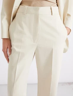 Pantalone dritto in popeline di puro cotone - GHIACCIO