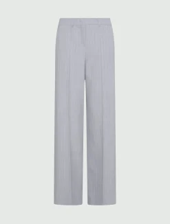Pantalone dritto in tela stretch malfilé - GRIGIO CHIARO MELANGE