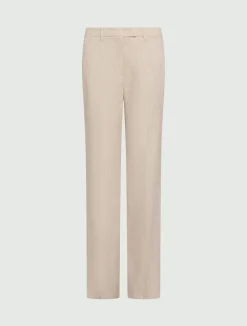 Pantalone in chevron di misto lino stretch - SABBIA