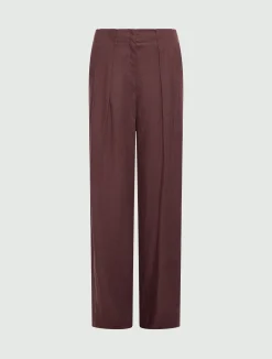 Pantalone in lino lavato - MARRONE