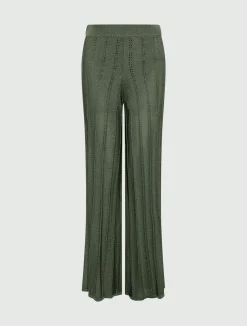 Pantalone in maglia con traforature - VERDE