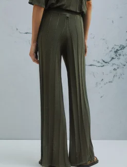 Pantalone in maglia con traforature - VERDE