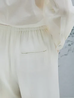 Pantalone in misto lino con coulisse - BIANCO LANA
