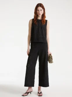 Pantalone in mussola sangallo - NERO