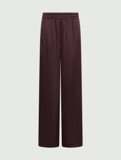 Pantalone in satin con inserto elastico - BORDEAUX