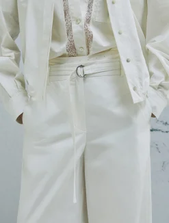 Pantalone in tela paracadute - BIANCO LANA