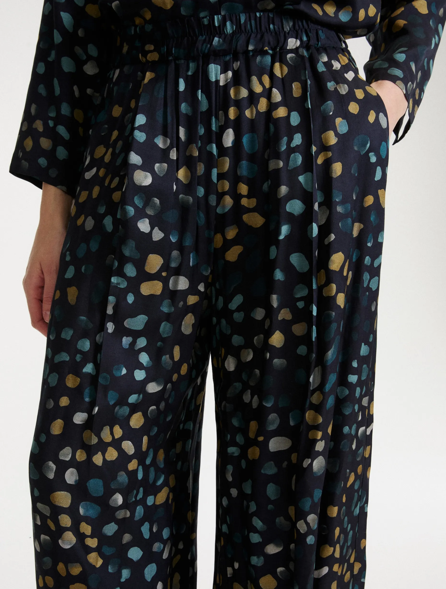 Pantalone in twill stampato - NAVY