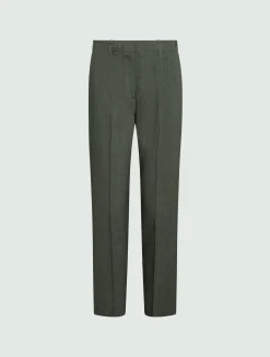 Pantalone in viscosa e lino stretch - VERDE