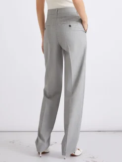 Pantalone sartoriale in lana e seta effetto grisaglia - GRIGIO