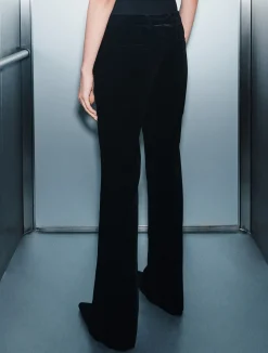Pantalone slim in velluto - NERO