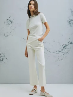 Pantalone 5 tasche flare crop - BIANCO LANA