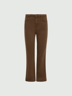 Pantalone 5 tasche flare crop - MARRONE