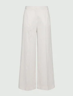 Pantalone wide leg con gessatura e paillette - SABBIA