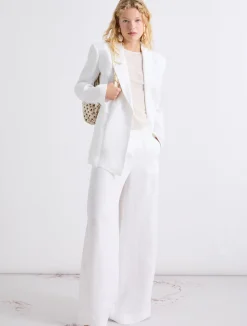Pantalone wide leg in lino - BIANCO OTTICO