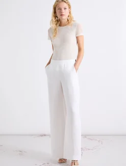Pantalone wide leg in lino - BIANCO OTTICO