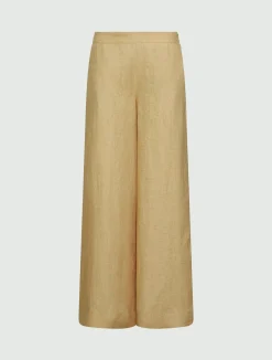 Pantalone wide leg in lino - KAKI