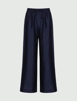 Pantalone wide leg in organza - BLU NOTTE