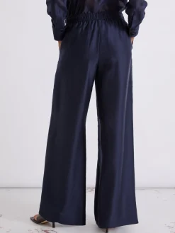 Pantalone wide leg in organza - BLU NOTTE