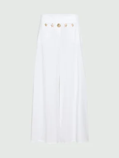Pantalone wide leg in popeline - BIANCO OTTICO
