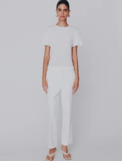 Pantaloni flare in cotone stretch - BIANCO