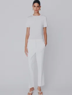 Pantaloni flare in cotone stretch - BIANCO
