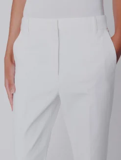 Pantaloni flare in cotone stretch - BIANCO