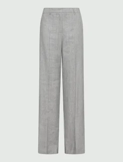 Pantaloni palazzo in grisaglia di lino e viscosa - GRIGIO