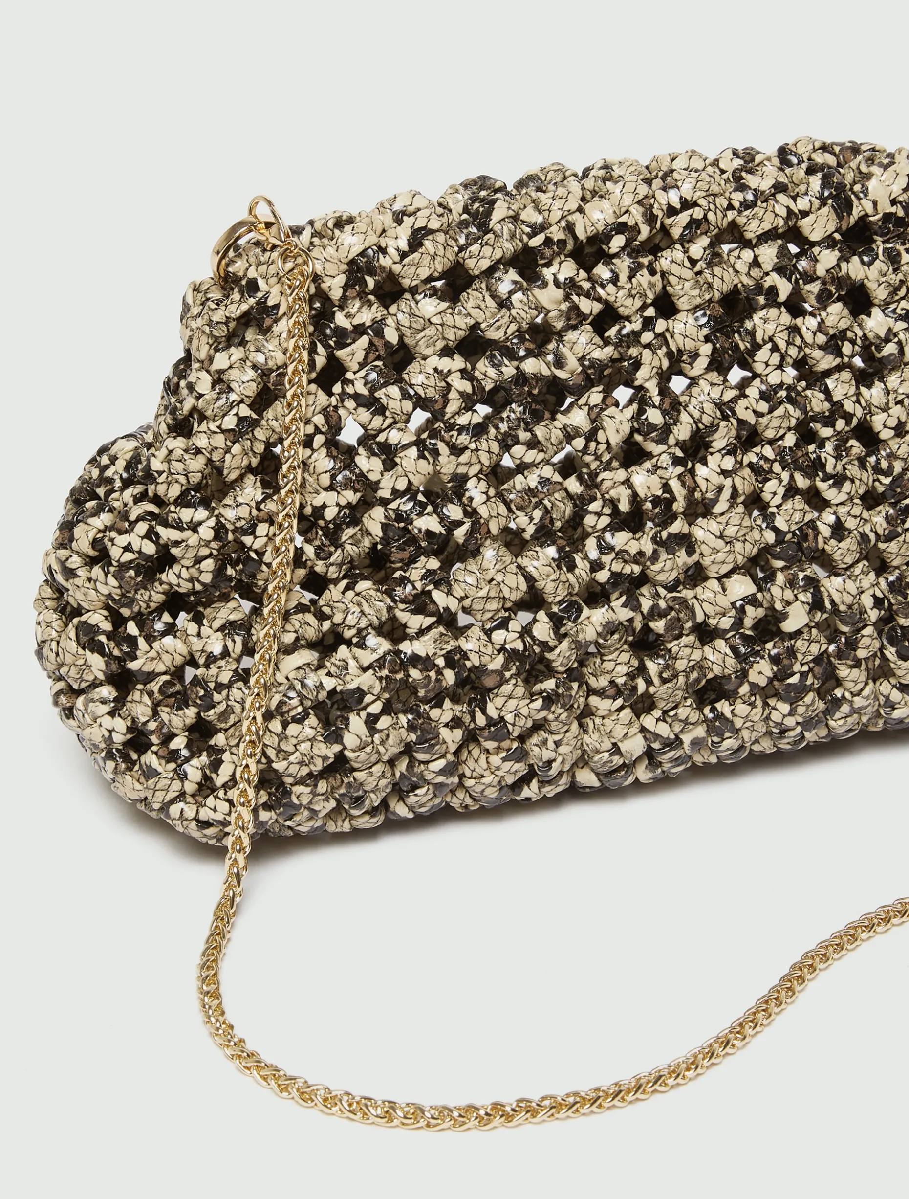 Pochette intrecciata con stampa pitone - MARRONE