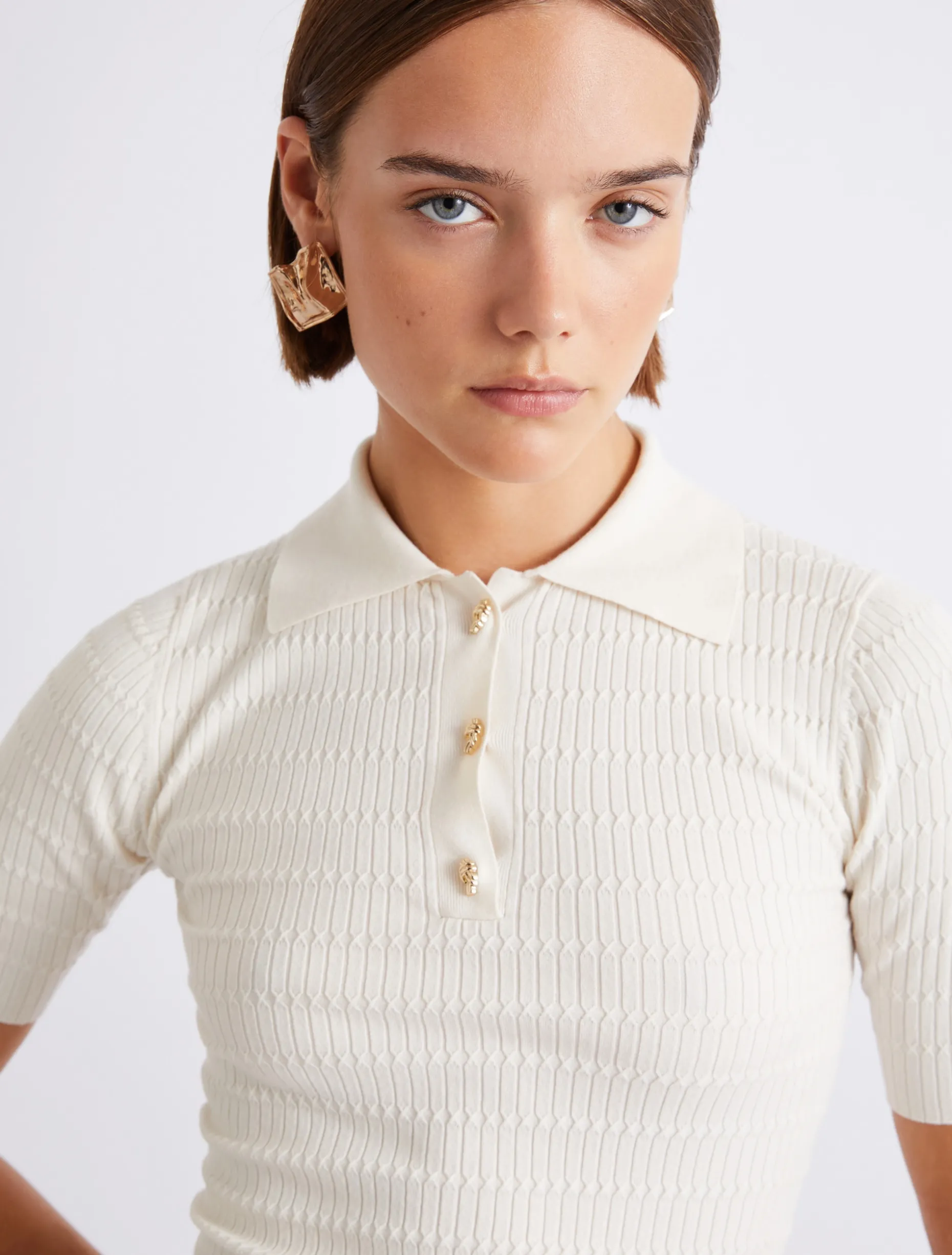 Polo in maglia di viscosa - PANNA