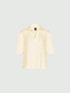 Polo in satin fluido - BIANCO LANA
