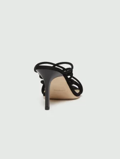 Sandalo mule in suede - NERO