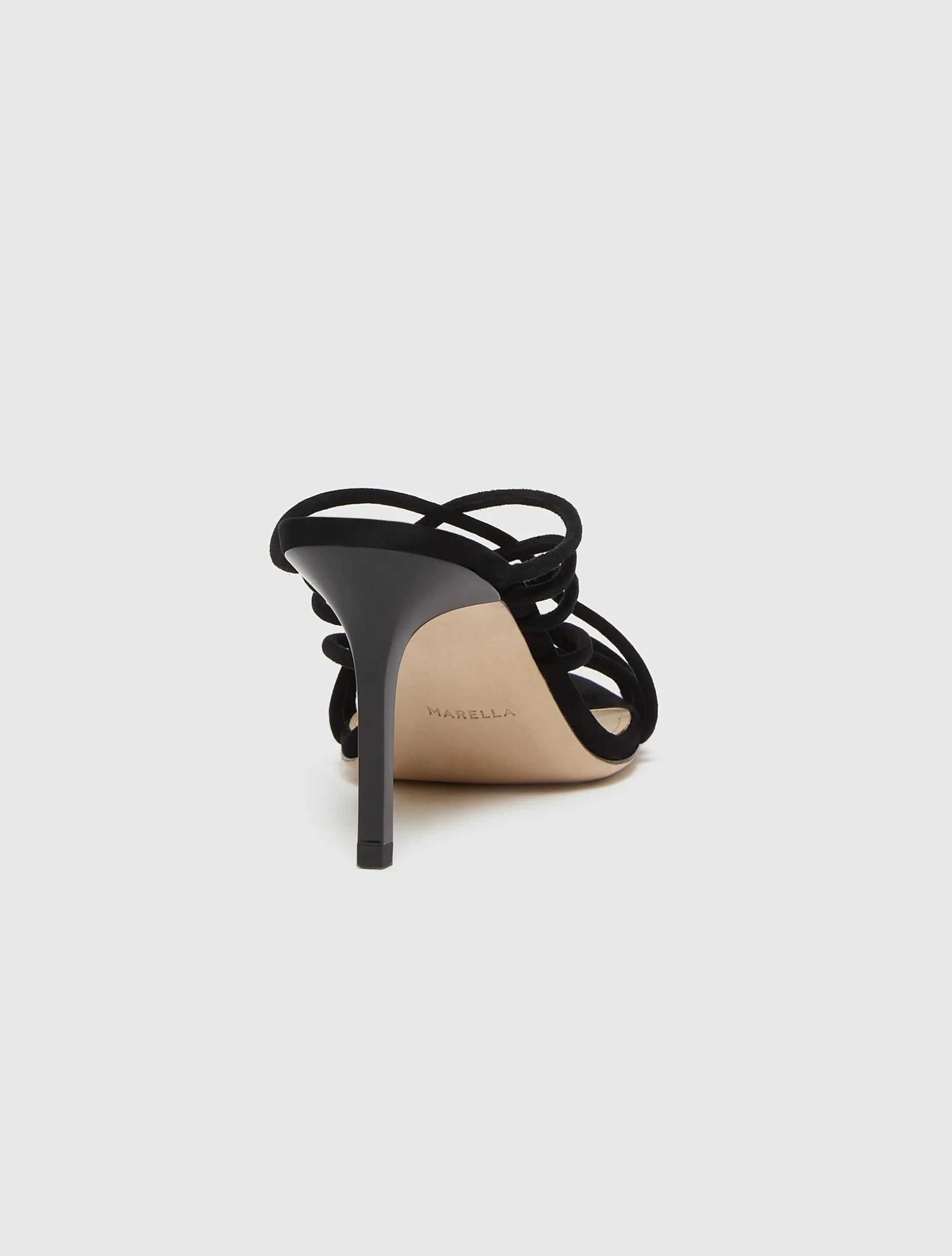 Sandalo mule in suede - NERO