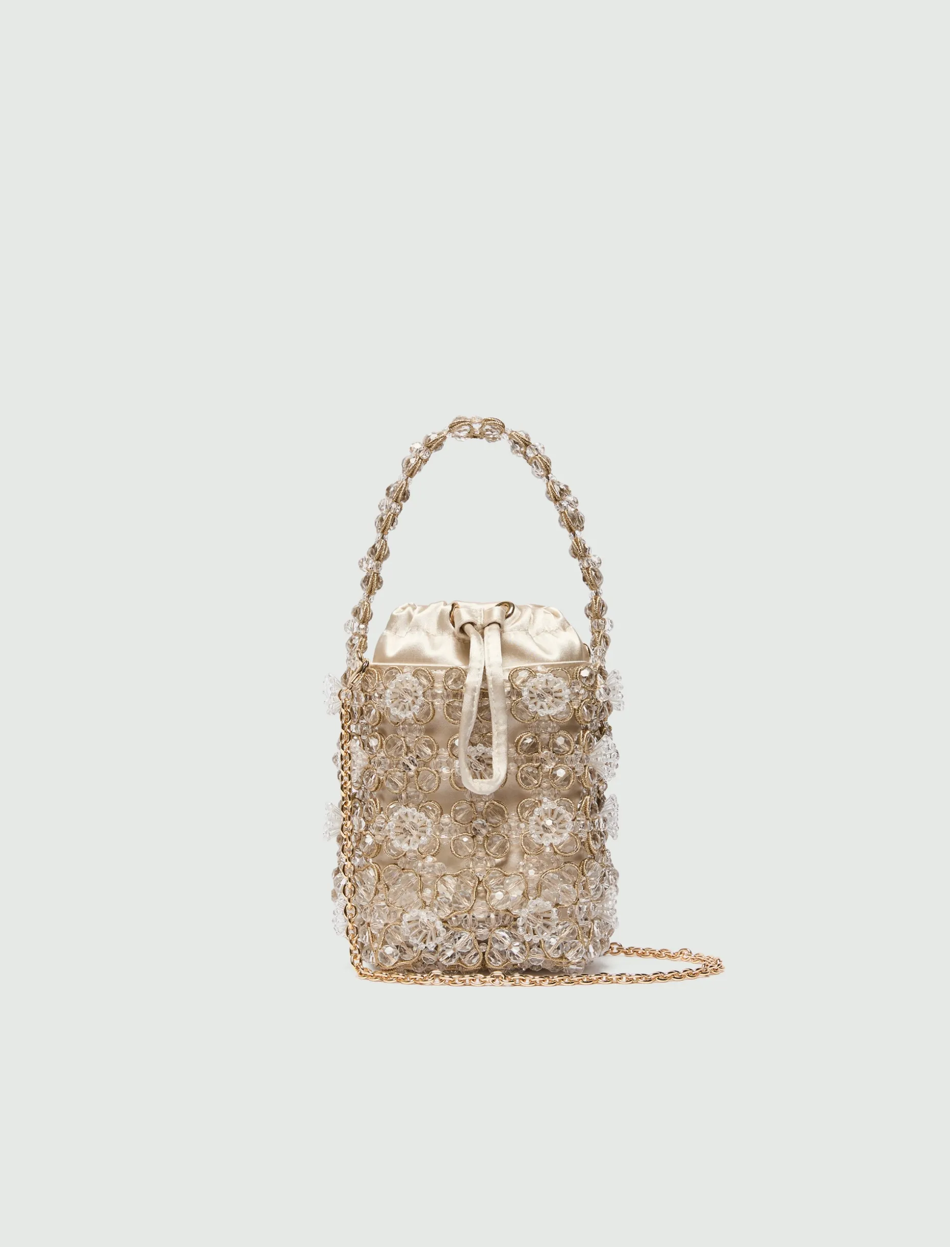 Secchiello piccolo con bead ricamate - BIANCO
