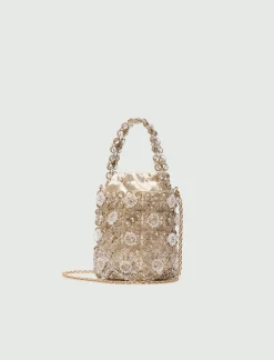 Secchiello piccolo con bead ricamate - BIANCO