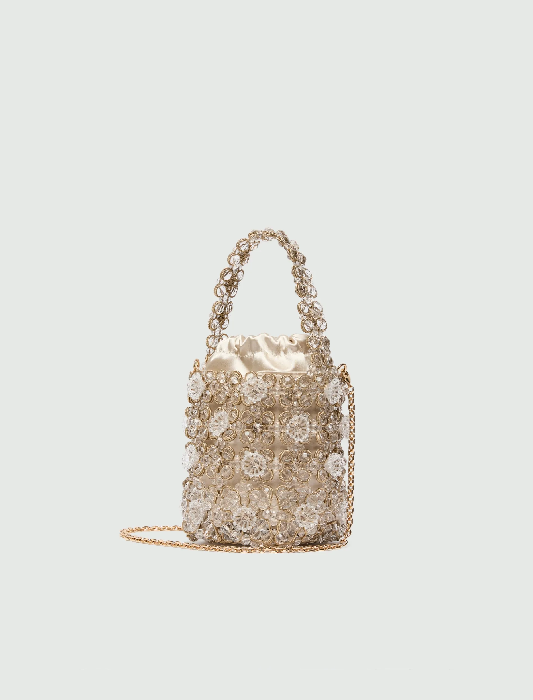Secchiello piccolo con bead ricamate - BIANCO