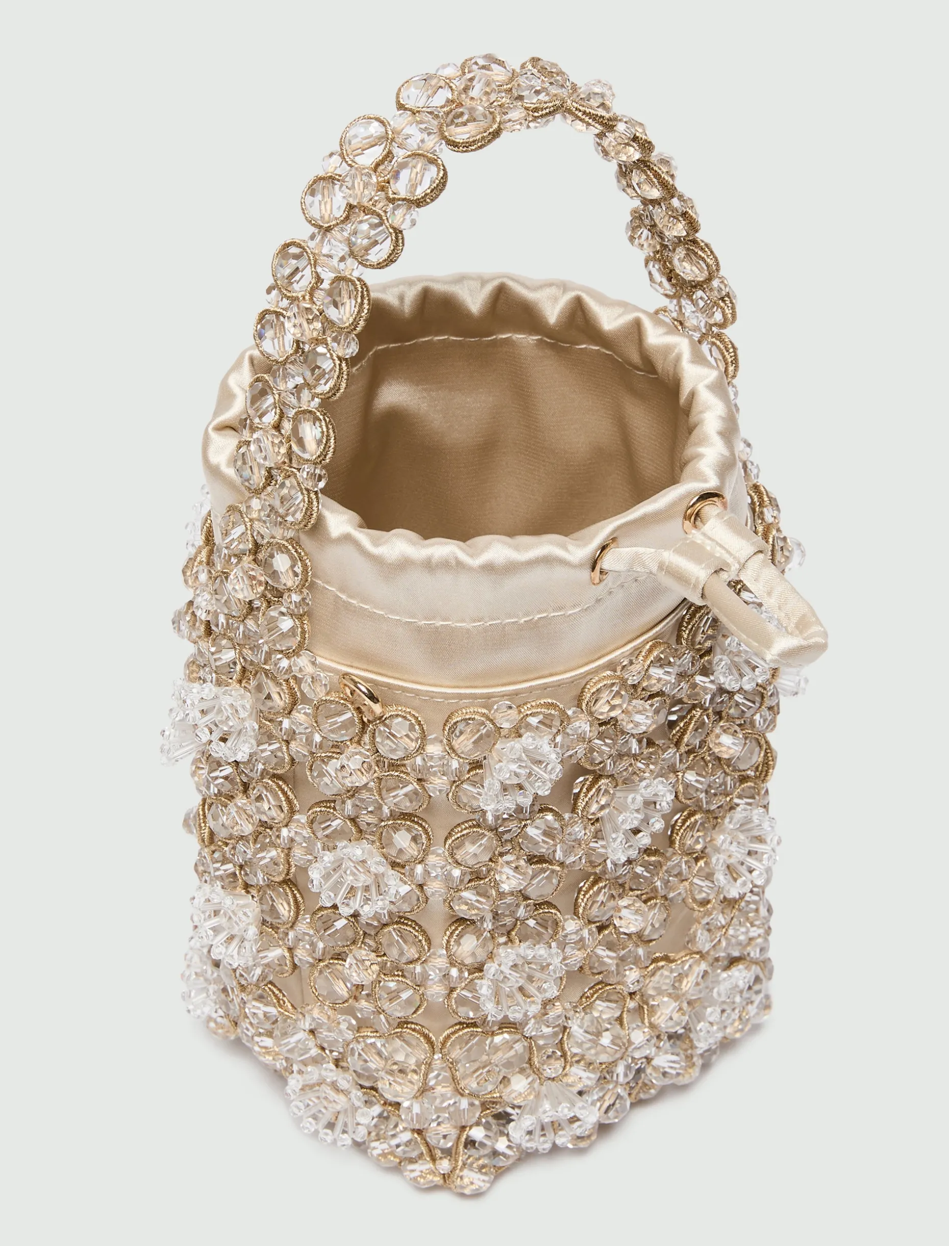 Secchiello piccolo con bead ricamate - BIANCO