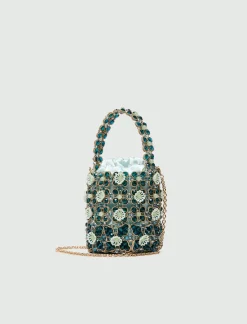 Secchiello piccolo con bead ricamate - ACQUAMARINA