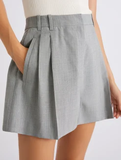Shorts in lana e seta - GRIGIO
