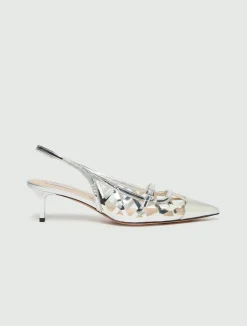 Slingback in laminato specchio - ARGENTO