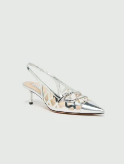 Slingback in laminato specchio - ARGENTO