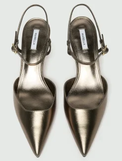Slingback in pelle laminata - ORO