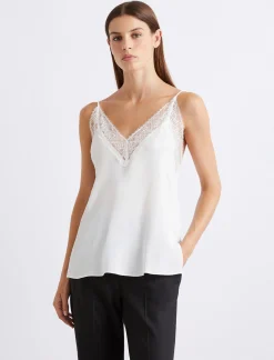 Slip top in misto seta - BIANCO
