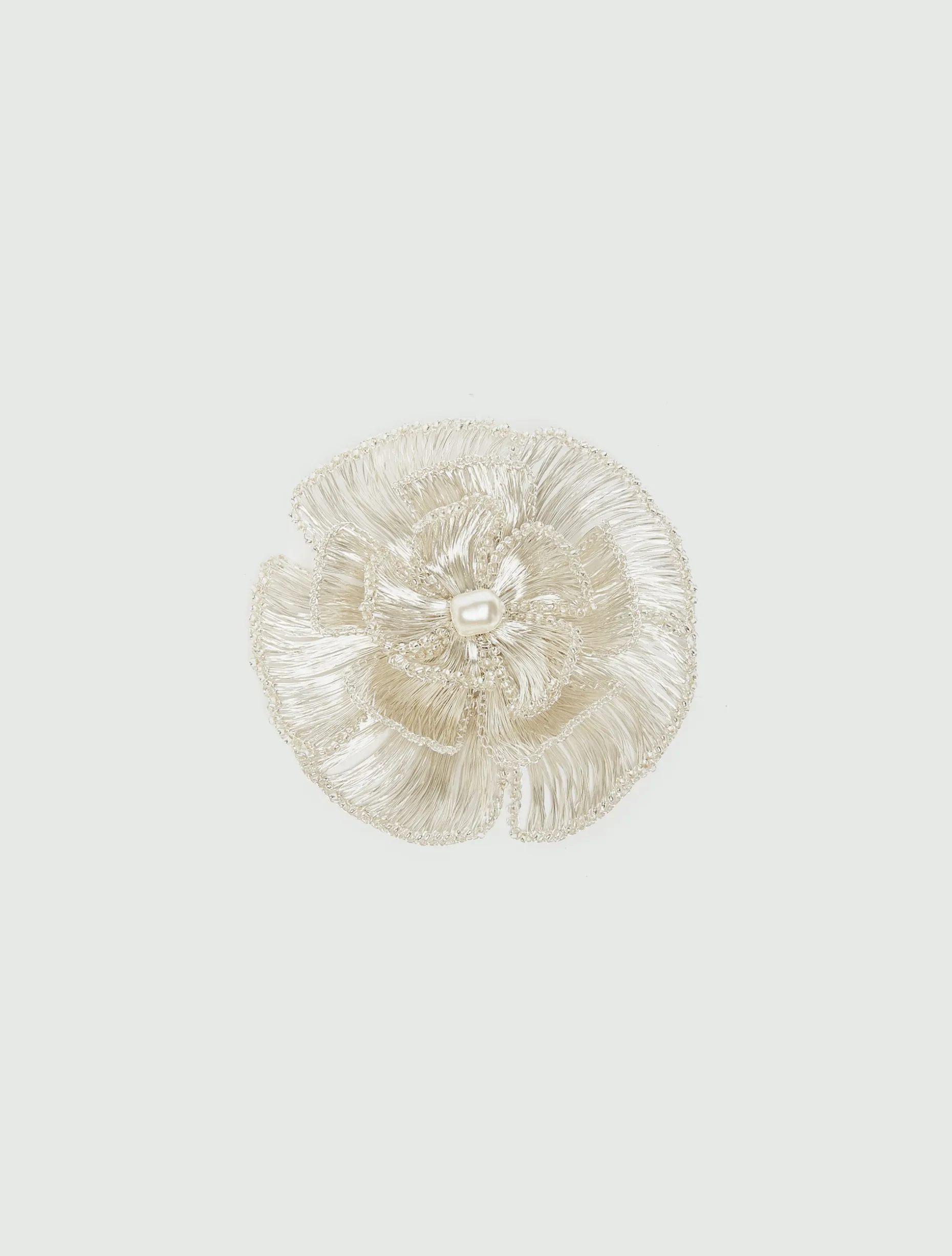 Spilla con fiore e perline - ARGENTO