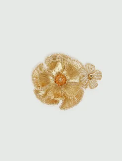 Spilla con fiori crochet metallici - ORO