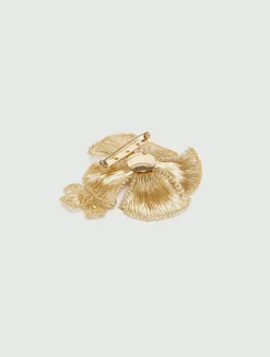Spilla con fiori crochet metallici - ORO