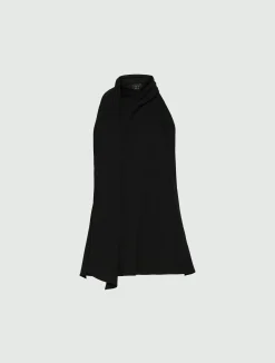 Top all'americana in envers satin - NERO