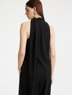 Top all'americana in envers satin - NERO