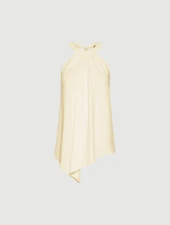 Top asimmetrico in envers satin - BIANCO LANA