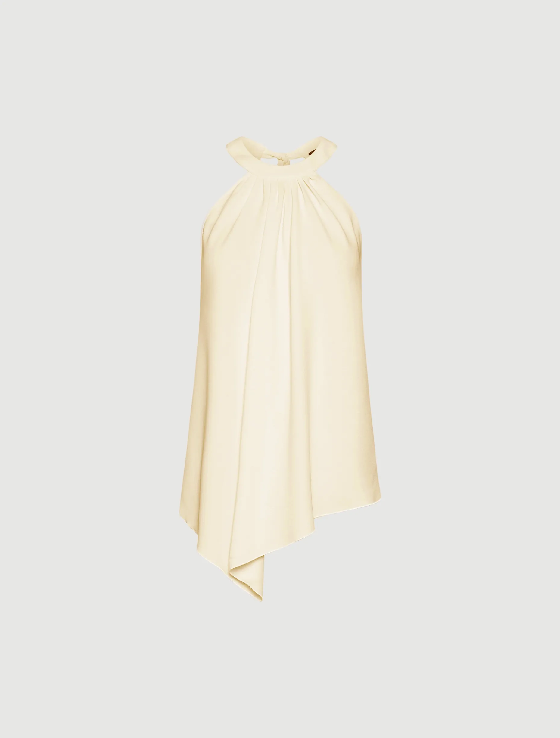 Top asimmetrico in envers satin - BIANCO LANA