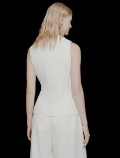 Top con fiocco in envers satin - BIANCO LANA